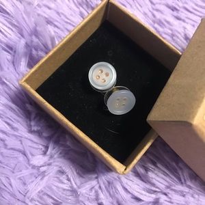 Cloud blue button earrings
